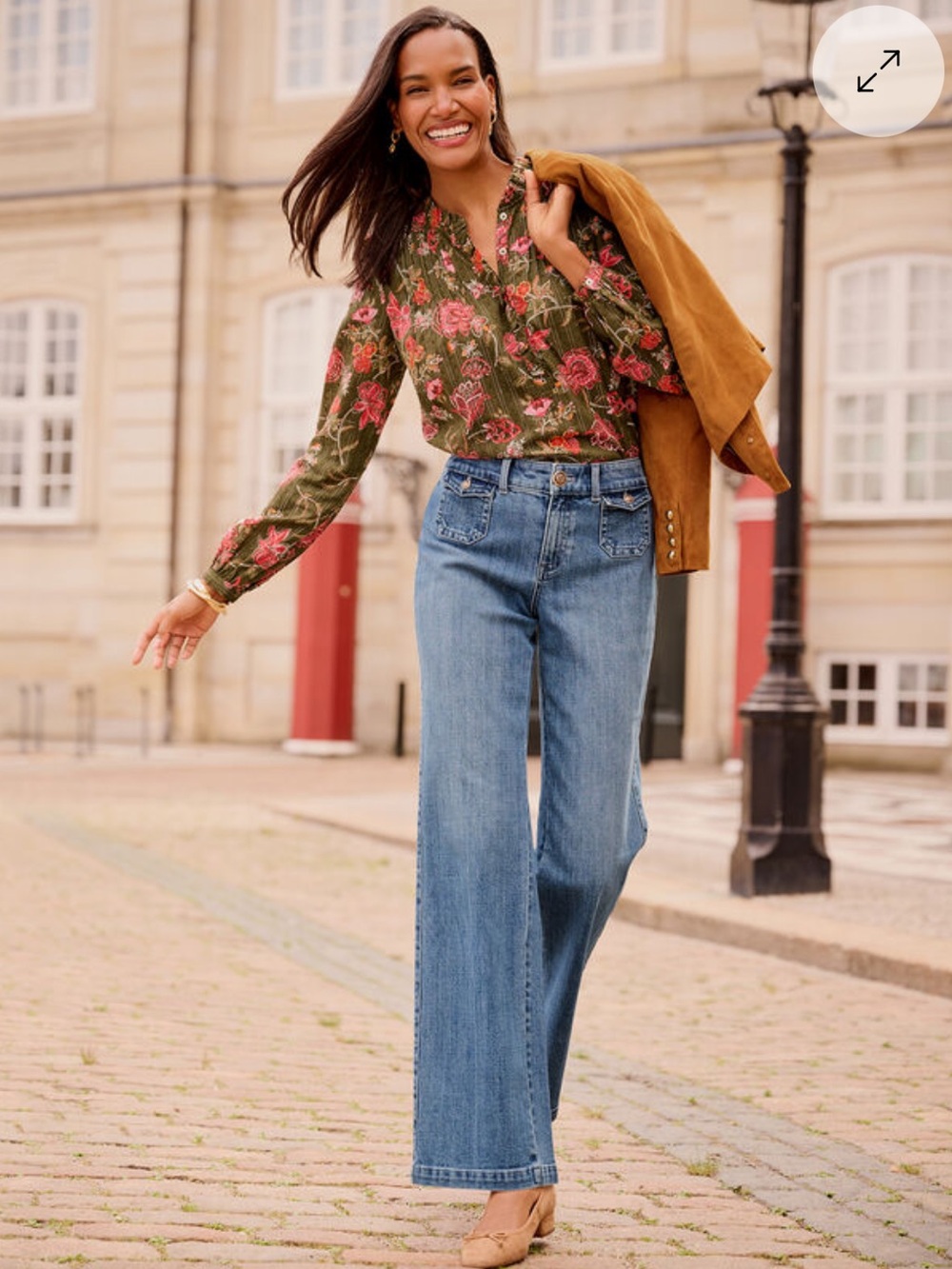 Talbots Petite Pinktuck Graceful Floral Long Sleeve Blouse Women’s Large Petite